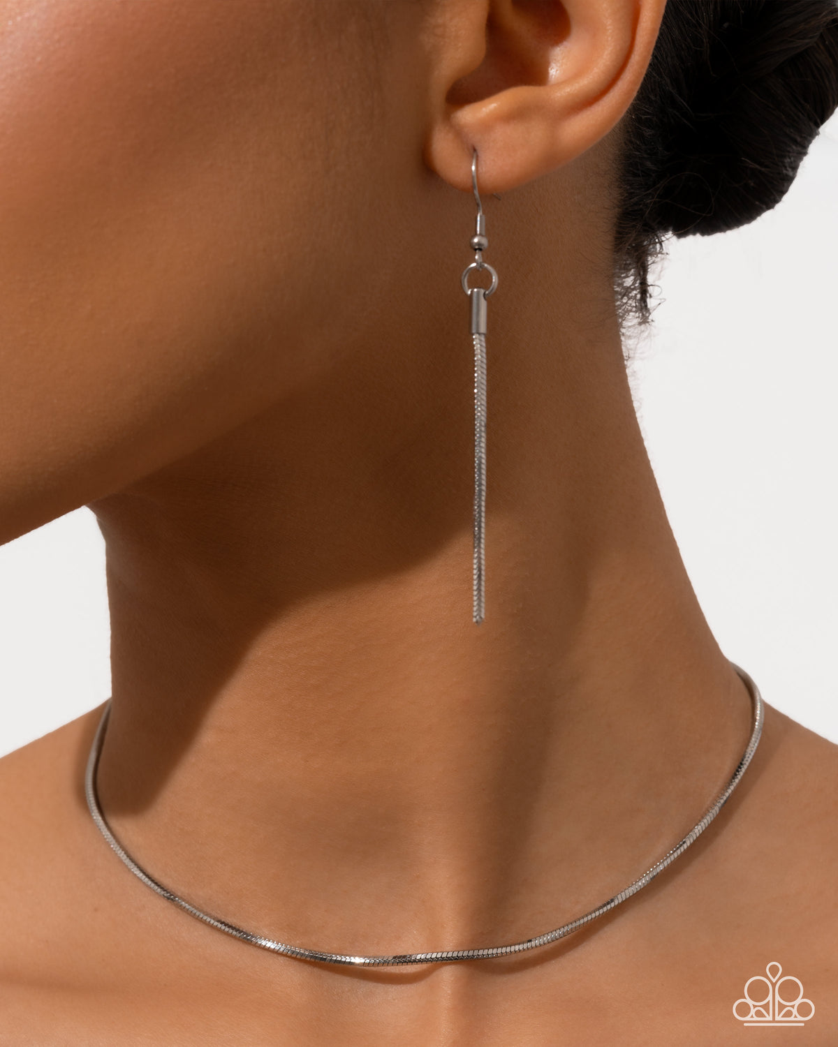 Coiled Celebration Silver Stainless Steel Choker Necklace - Paparazzi Accessories-on model - CarasShop.com - Paparazzi Jewelry by Cara Jewels
