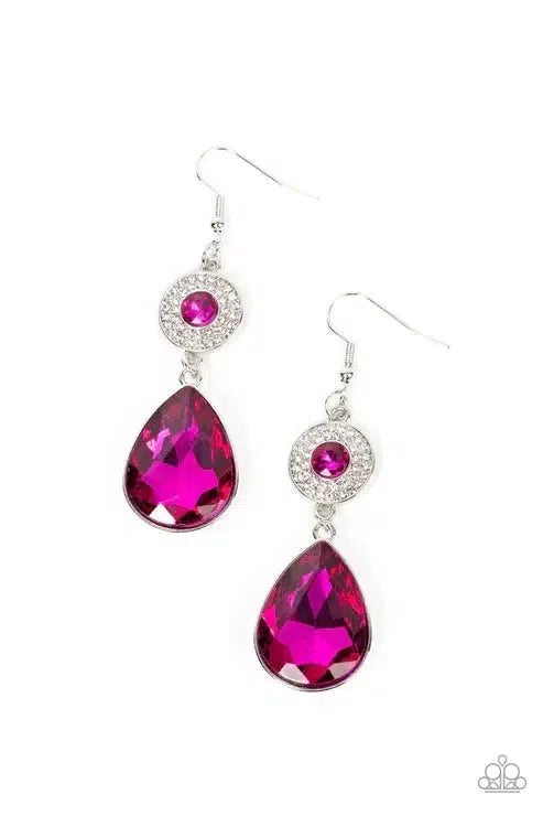 Collecting My Royalties Pink Earrings - Paparazzi Accessories- lightbox - CarasShop.com - Paparazzi Jewelry by Cara Jewels