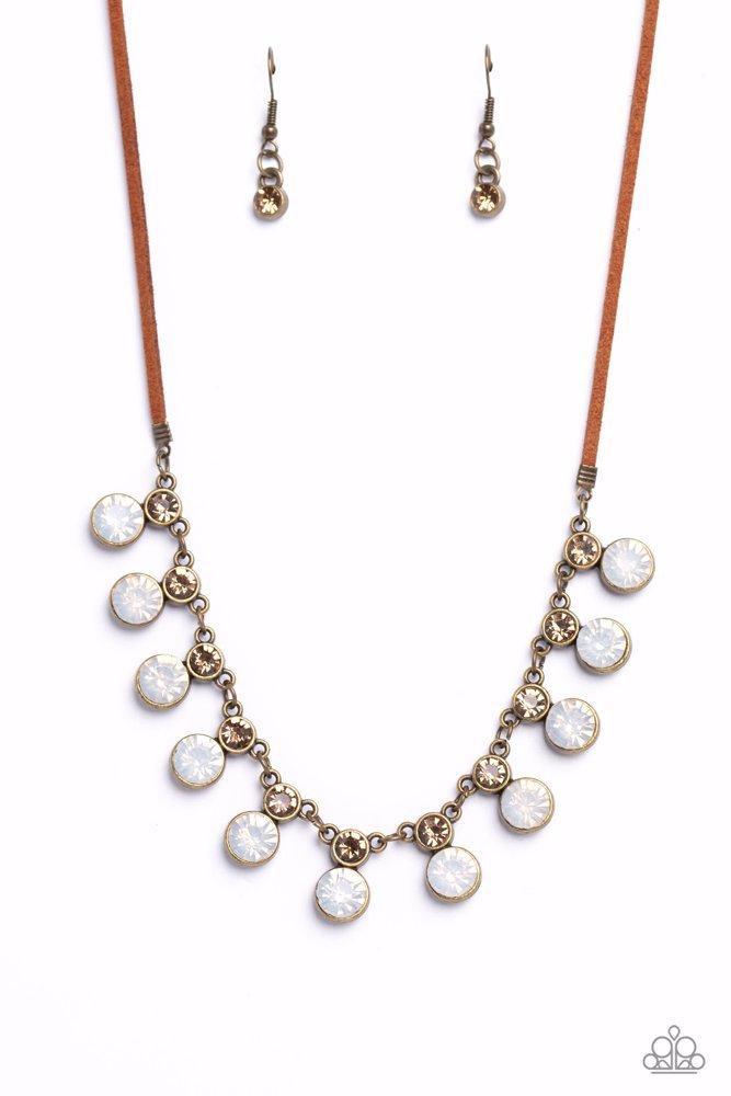 Color Me CHIC Brass Necklace - Paparazzi Accessories- lightbox - CarasShop.com - Paparazzi Jewelry by Cara Jewels