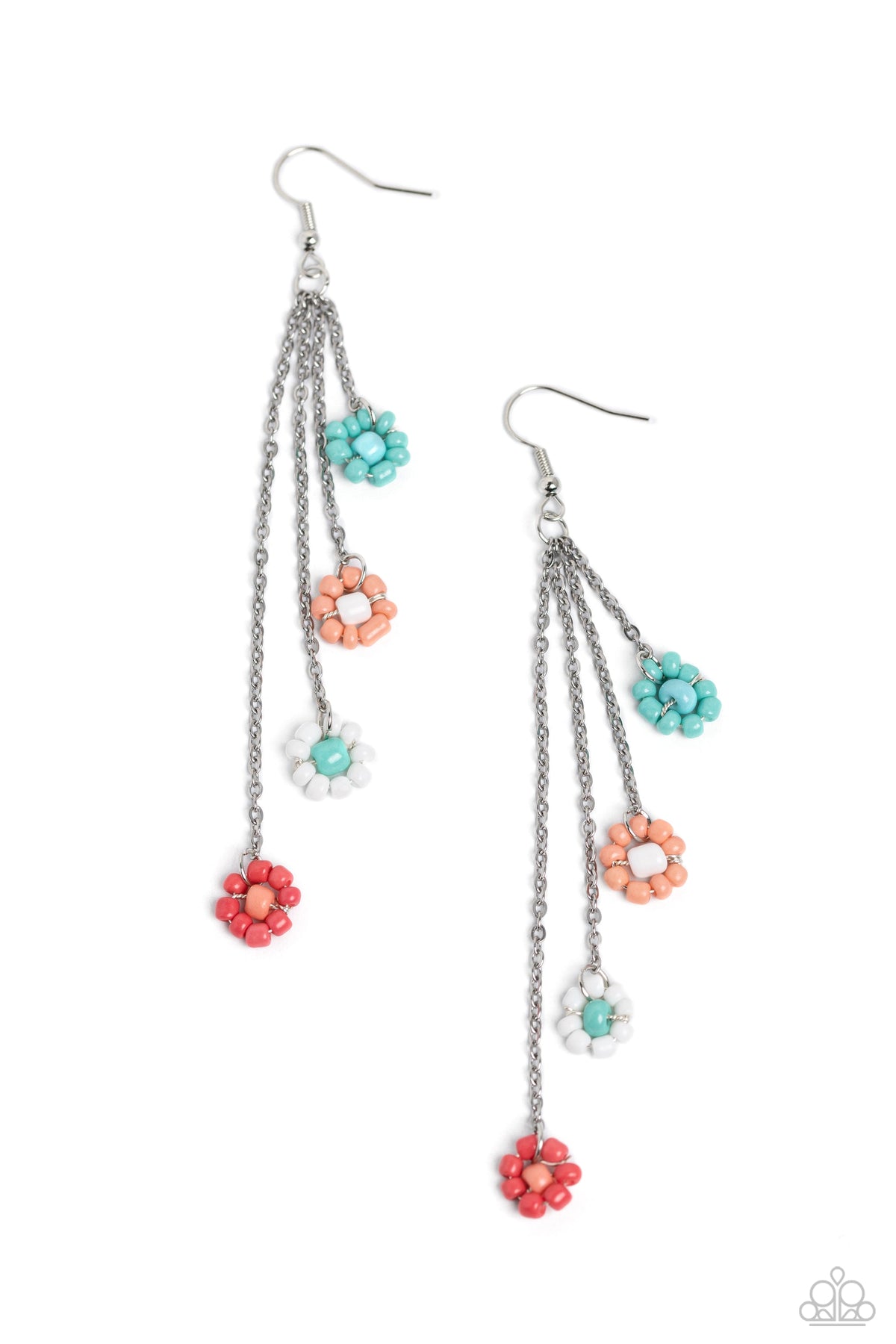 Color Me Whimsical Multi Seed Bead Flower Earrings - Paparazzi Accessories- lightbox - CarasShop.com - Paparazzi Jewelry by Cara Jewels