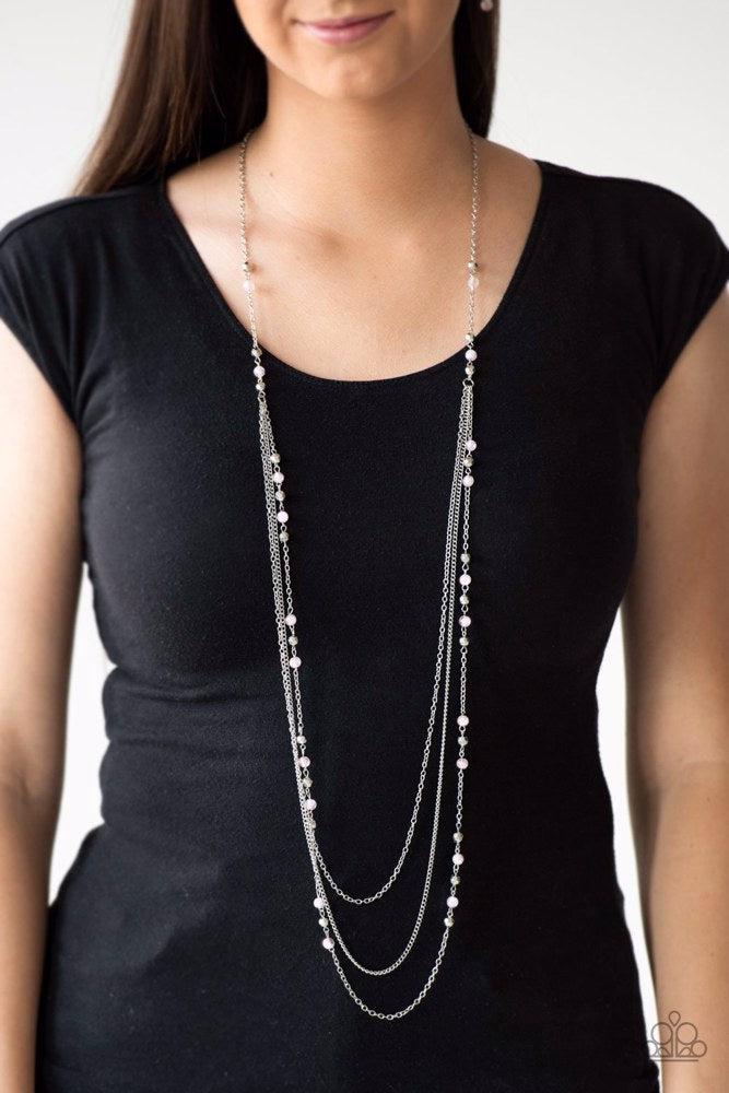 Colorful Cadence Pink Necklace - Paparazzi Accessories- on model - CarasShop.com - Paparazzi Jewelry by Cara Jewels
