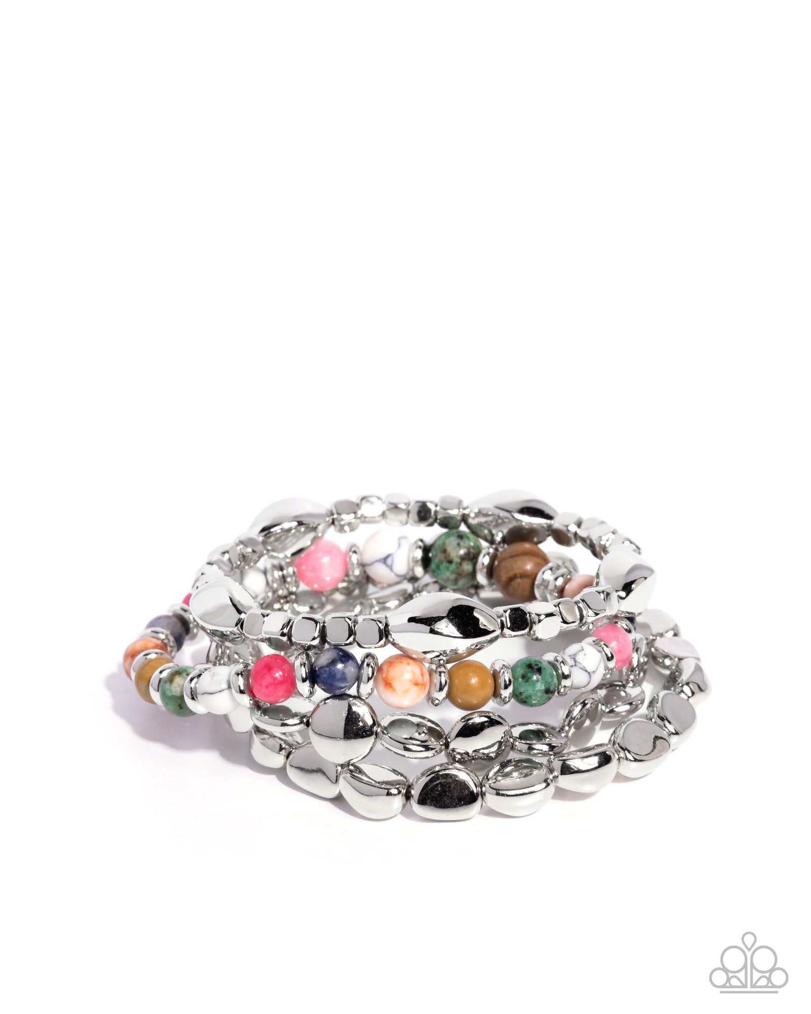 Colorful Campaign Multi Stone & Silver Bracelet - Paparazzi Accessories- lightbox - CarasShop.com - Paparazzi Jewelry by Cara Jewels