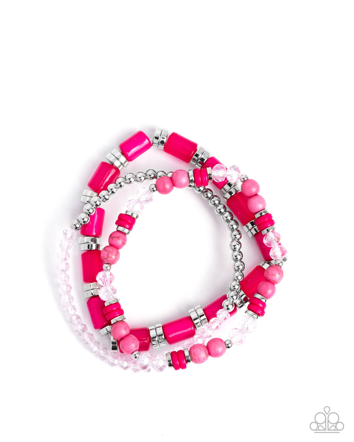 Colorful Champion Pink & Silver Bracelet - Paparazzi Accessories- lightbox - CarasShop.com - Paparazzi Jewelry by Cara Jewels