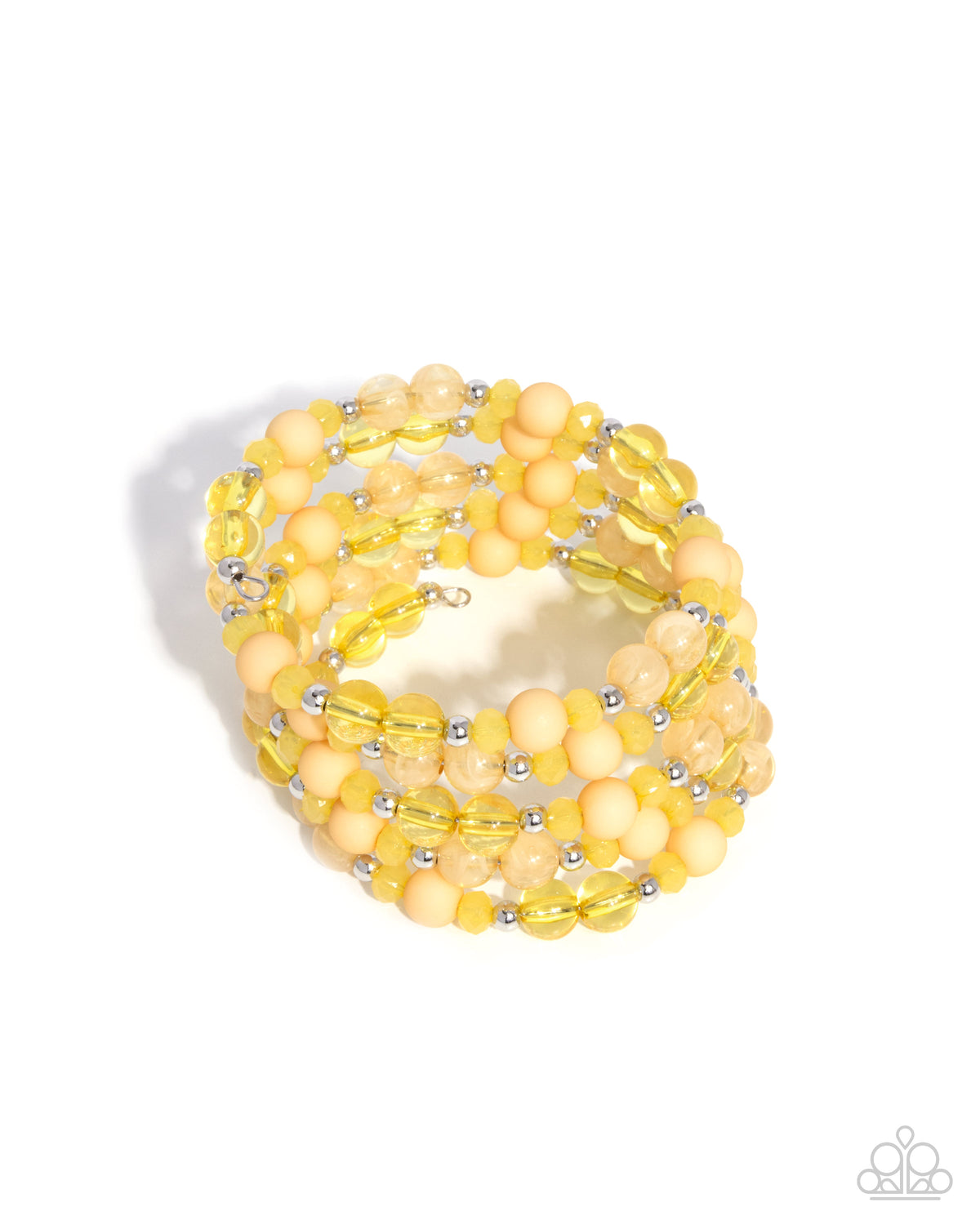 Colorful Chorus Yellow Coil Bracelet - Paparazzi Accessories- lightbox - CarasShop.com - Paparazzi Jewelry by Cara Jewels