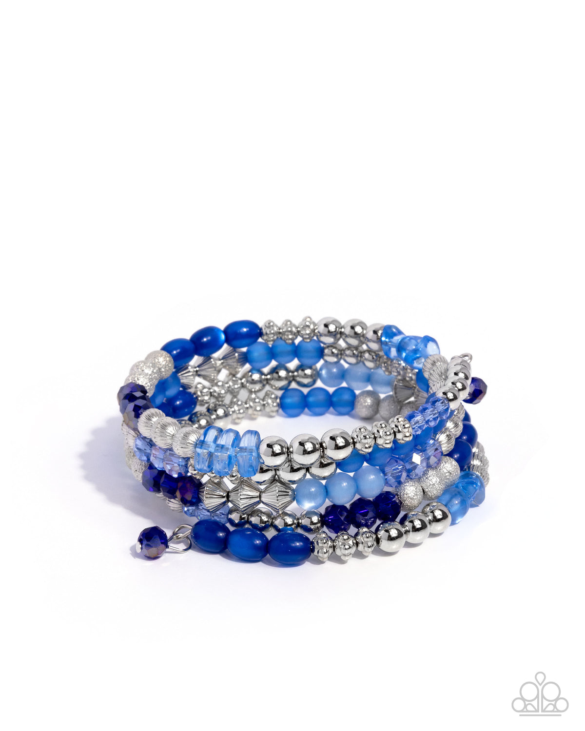 Colorful Compromise Blue & Silver Coil Bracelet - Paparazzi Accessories- lightbox - CarasShop.com - Paparazzi Jewelry by Cara Jewels