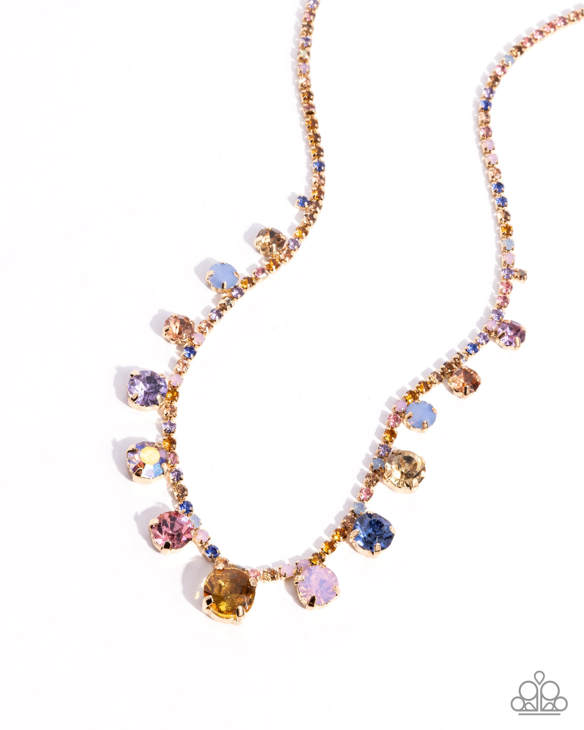 Colorful Countess Multi Rhinestone Gold Necklace - Paparazzi Accessories- lightbox - CarasShop.com - Paparazzi Jewelry by Cara Jewels