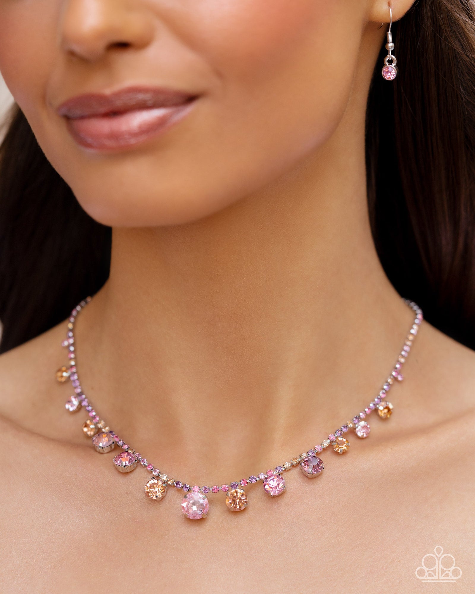 Colorful Countess Pink Rhinestone Necklace - Paparazzi Accessories- lightbox - CarasShop.com - Paparazzi Jewelry by Cara Jewels