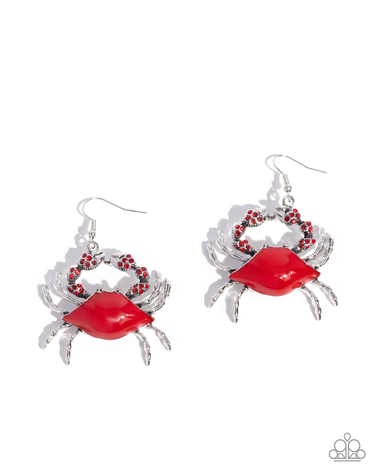 Colorful Crab Red Rhinestone Earrings - Paparazzi Accessories- lightbox - CarasShop.com - Paparazzi Jewelry by Cara Jewels