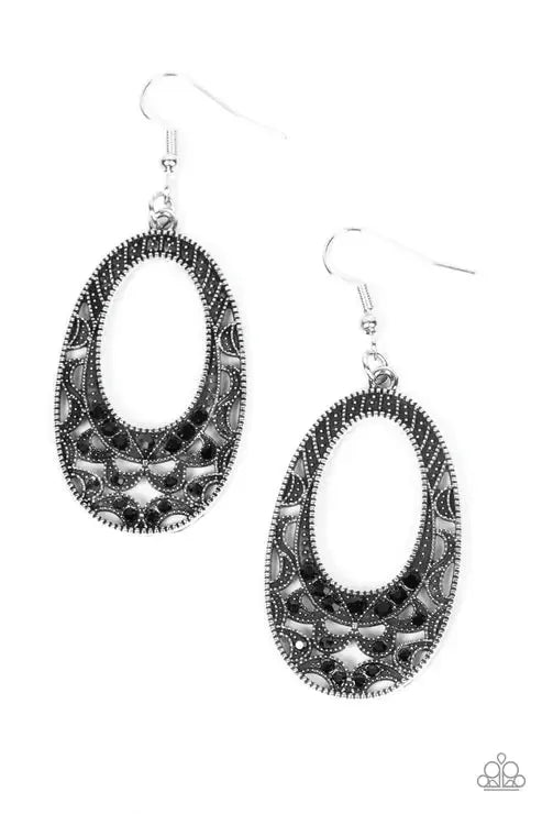 Colorfully Moon Child Black Earrings - Paparazzi Accessories- lightbox - CarasShop.com - Paparazzi Jewelry by Cara Jewels