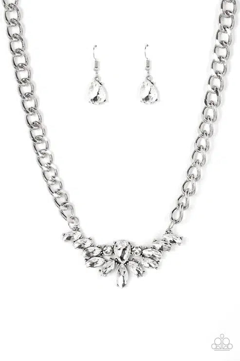 Come At Me White Necklace - Paparazzi Accessories- lightbox - CarasShop.com - Paparazzi Jewelry by Cara Jewels