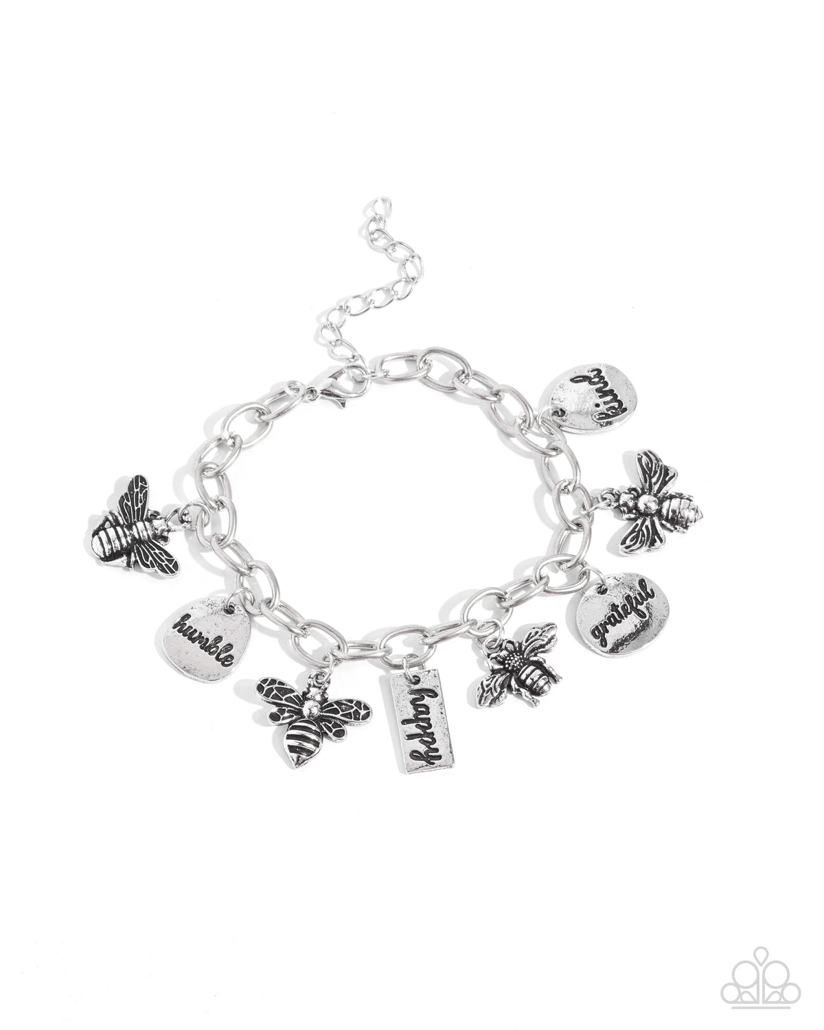 Compassionate Charm Silver "Bee Kind" Charm Bracelet - Paparazzi Accessories- lightbox - CarasShop.com - Paparazzi Jewelry by Cara Jewels