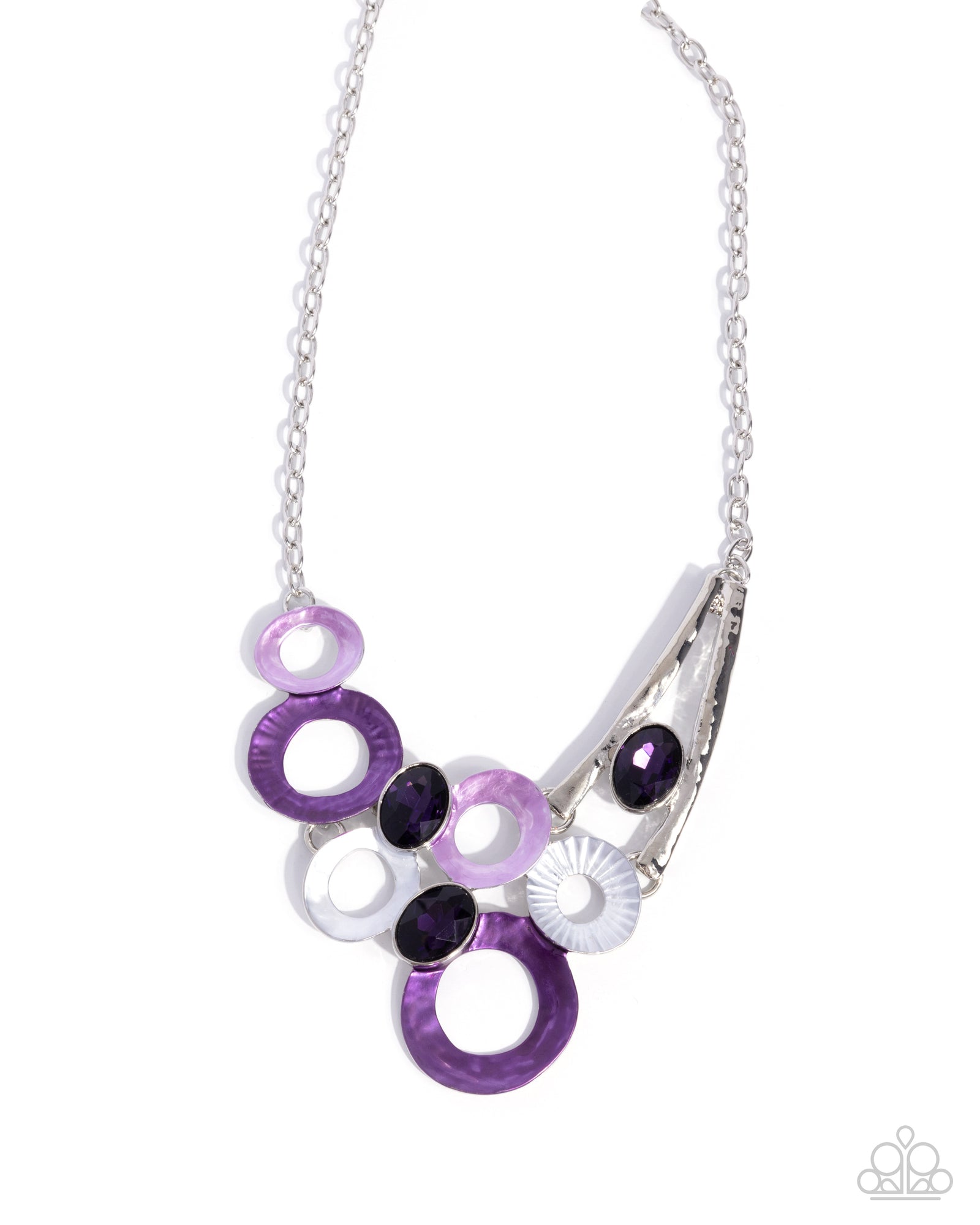 Compelling Circles Purple & Silver Necklace - Paparazzi Accessories- lightbox - CarasShop.com - Paparazzi Jewelry by Cara Jewels