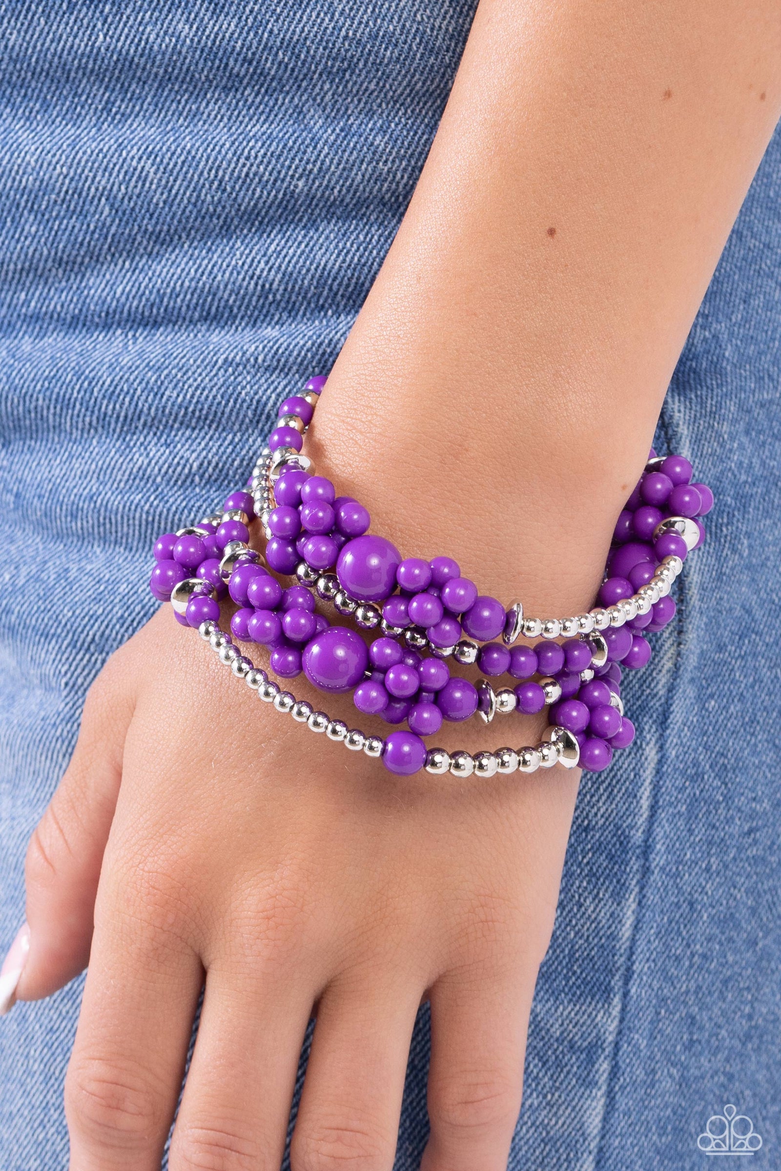 Compelling Clouds Purple Infinity Wrap Bracelet - Paparazzi Accessories- lightbox - CarasShop.com - Paparazzi Jewelry by Cara Jewels