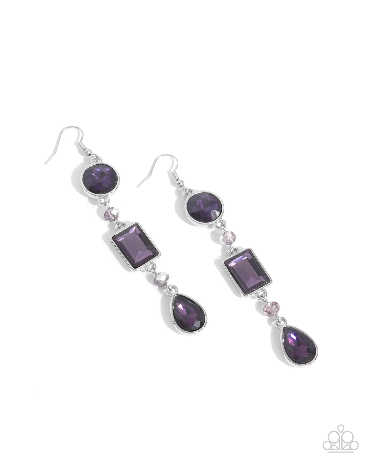 Complete Charisma Purple Rhinestone Earrings - Paparazzi Accessories- lightbox - CarasShop.com - Paparazzi Jewelry by Cara Jewels