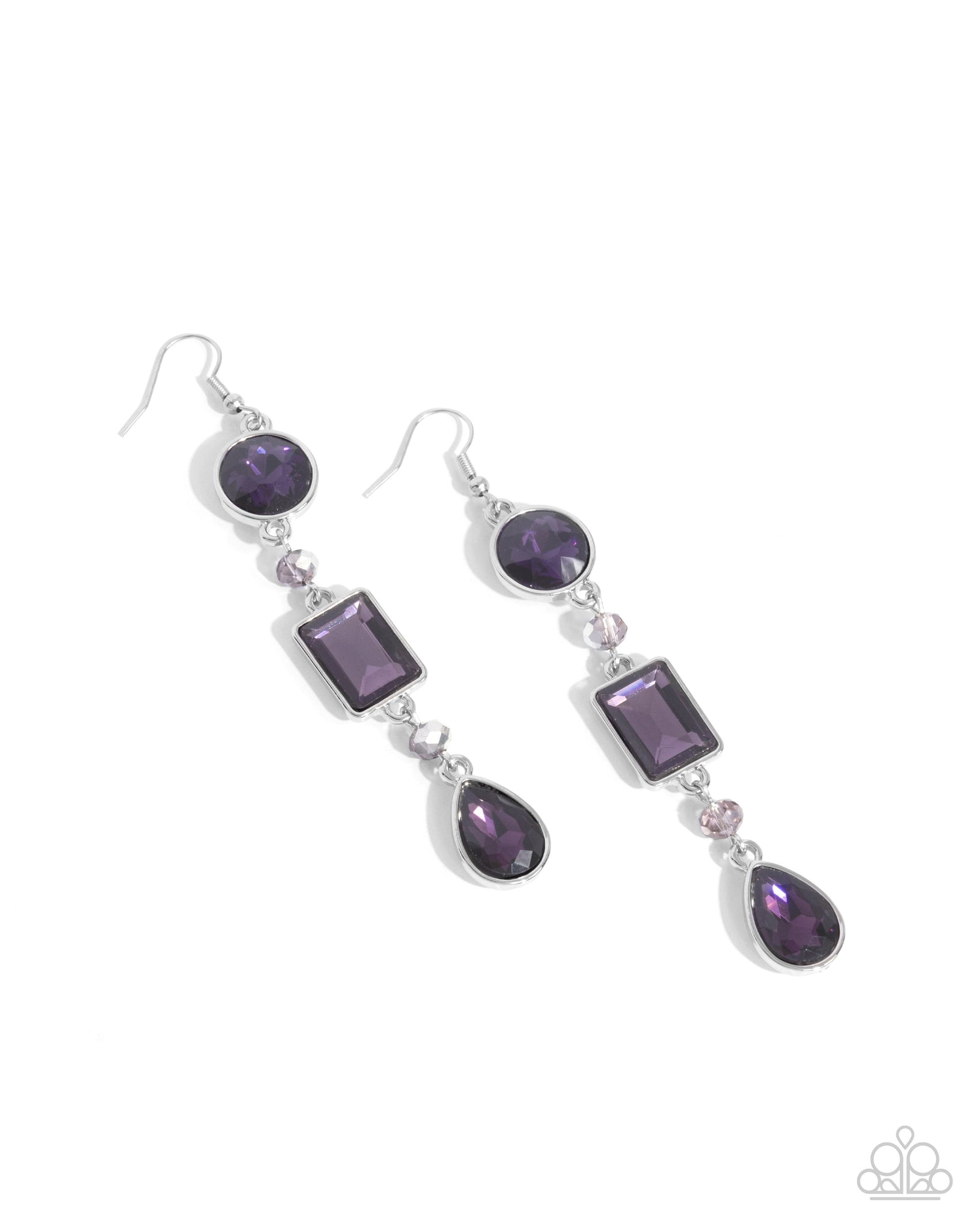 Complete Charisma Purple Rhinestone Earrings - Paparazzi Accessories- lightbox - CarasShop.com - Paparazzi Jewelry by Cara Jewels