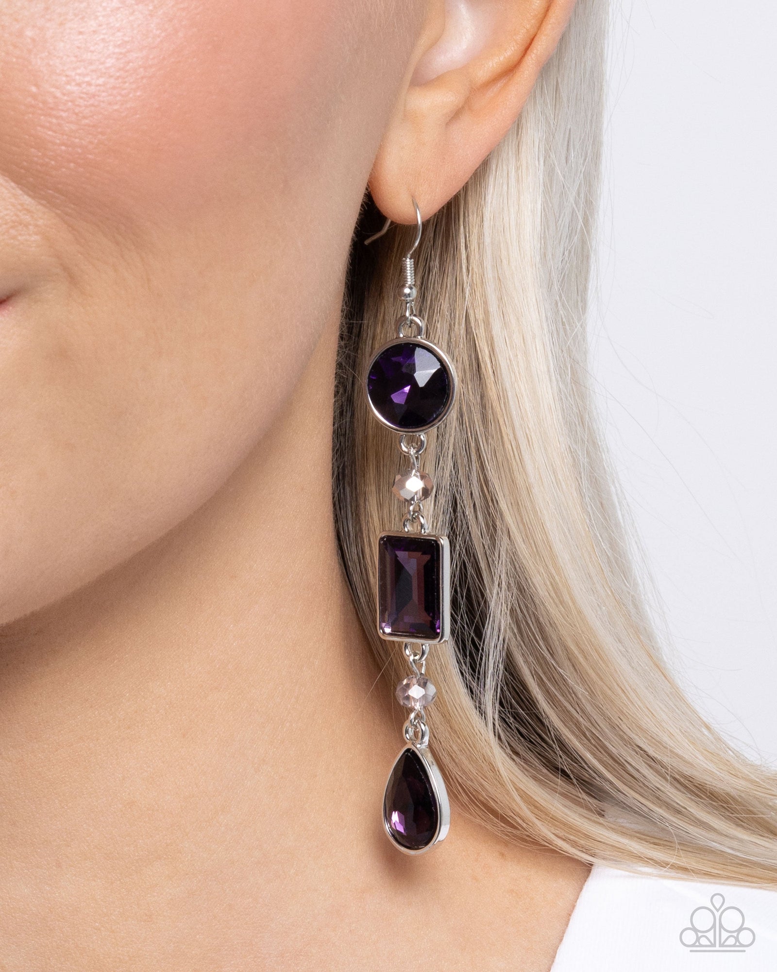Complete Charisma Purple Rhinestone Earrings - Paparazzi Accessories- lightbox - CarasShop.com - Paparazzi Jewelry by Cara Jewels