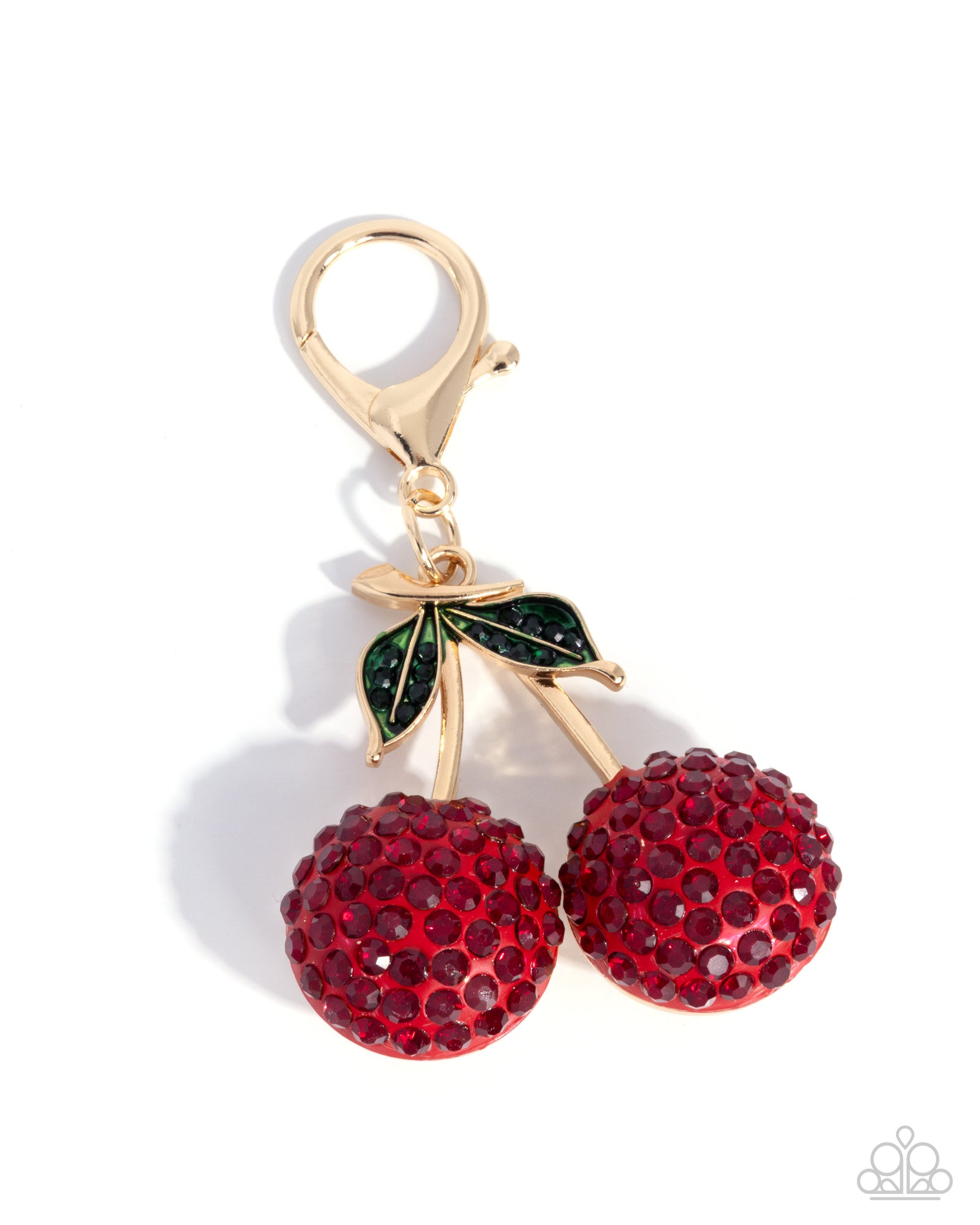 Complimentary Cherry Red Rhinestone Bag Charm - Paparazzi Accessories- lightbox - CarasShop.com - Paparazzi Jewelry by Cara Jewels