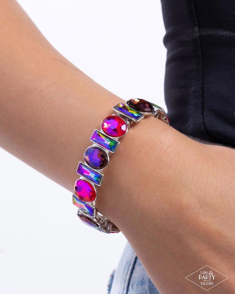 Complimentary Couture Pink Gem Bracelet - Paparazzi Accessories-on model - CarasShop.com - Paparazzi Jewelry by Cara Jewels