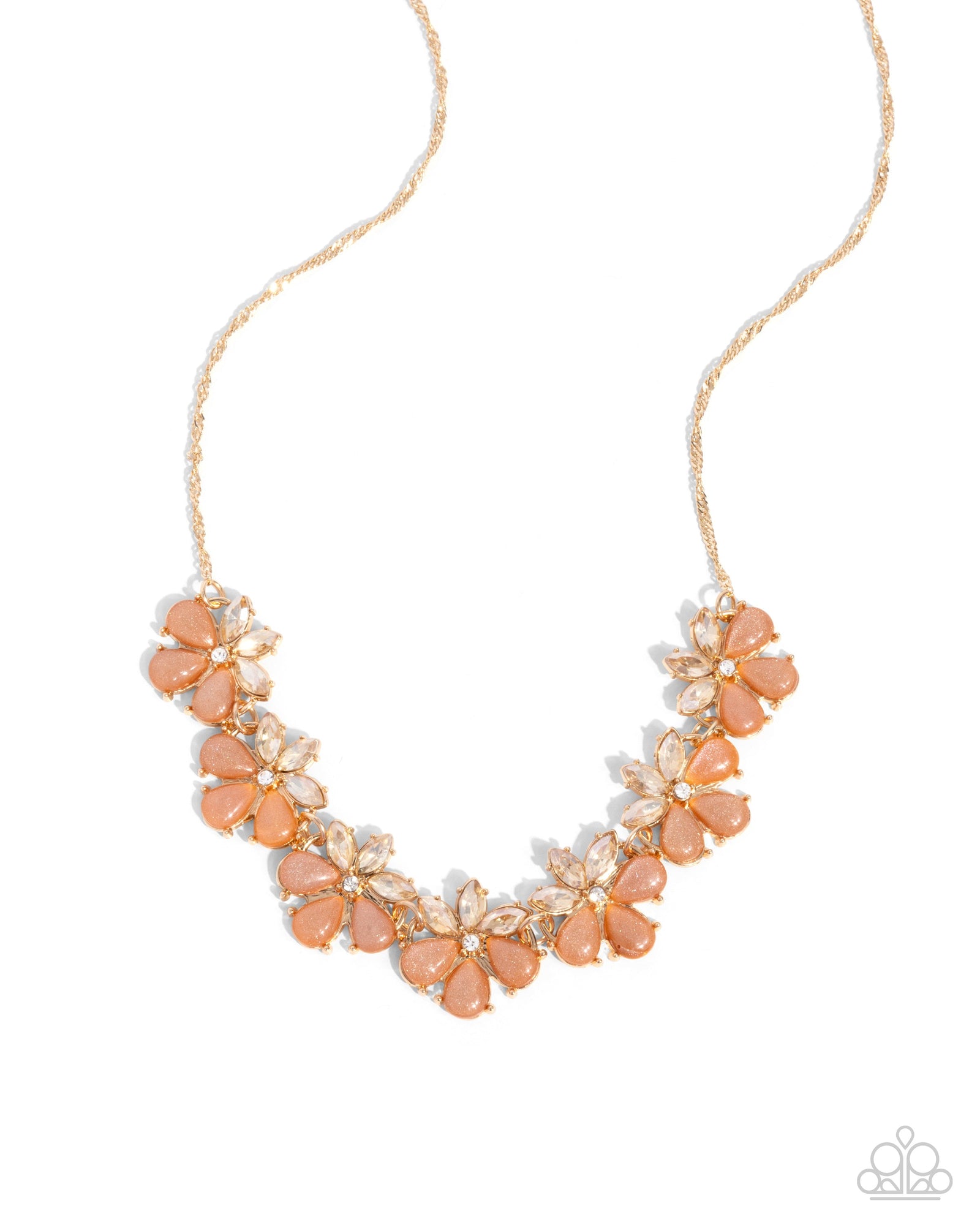 Consistent Chic Orange Floral Necklace - Paparazzi Accessories- lightbox - CarasShop.com - Paparazzi Jewelry by Cara Jewels
