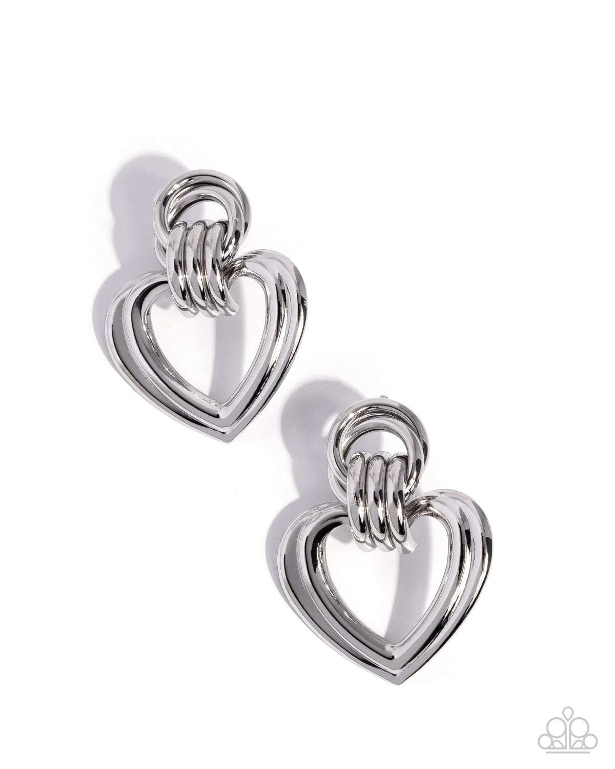 Constant Calm Silver Heart Earrings - Paparazzi Accessories- lightbox - CarasShop.com - Paparazzi Jewelry by Cara Jewels