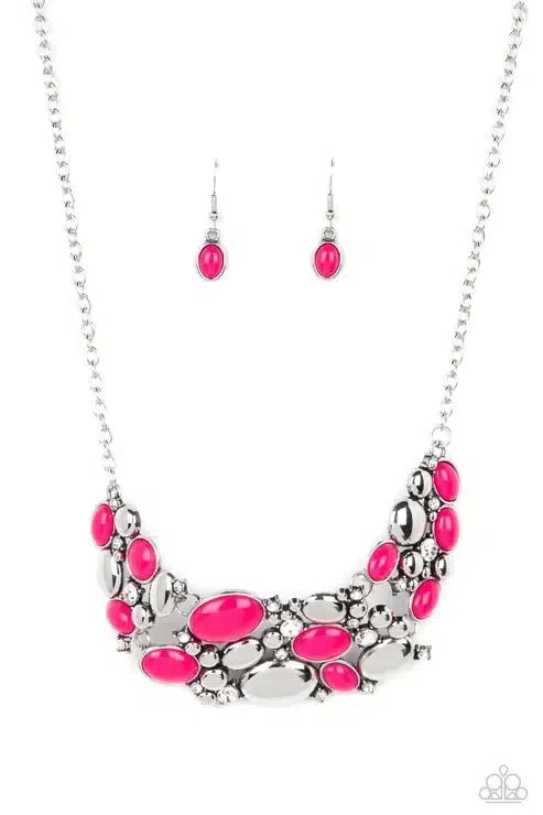 Contemporary Calamity Pink Necklace - Paparazzi Accessories- lightbox - CarasShop.com - Paparazzi Jewelry by Cara Jewels