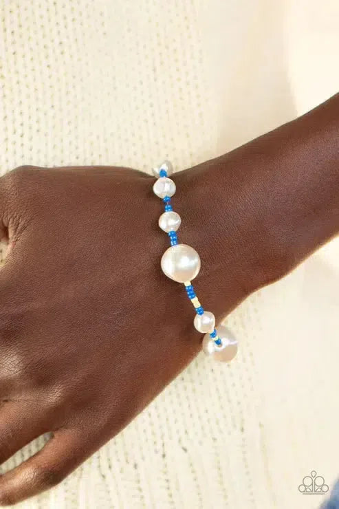 Contemporary Coastline Blue Bracelet - Paparazzi Accessories-on model - CarasShop.com - Paparazzi Jewelry by Cara Jewels