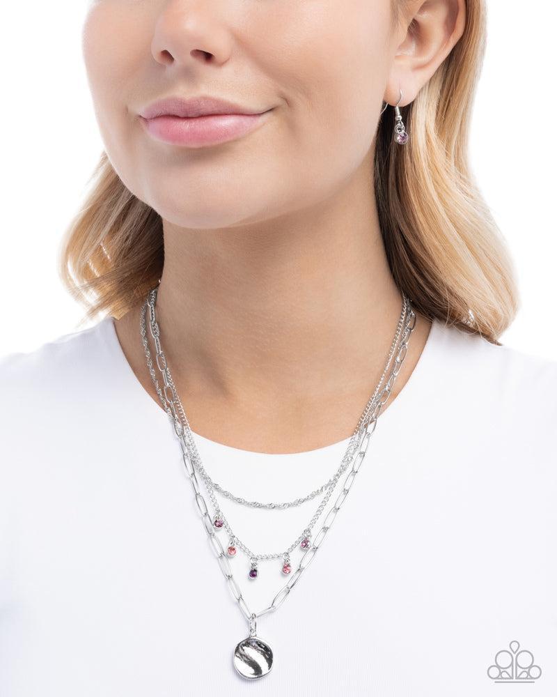 Content Cycle Purple Necklace - Paparazzi Accessories- on model - CarasShop.com - Paparazzi Jewelry by Cara Jewels