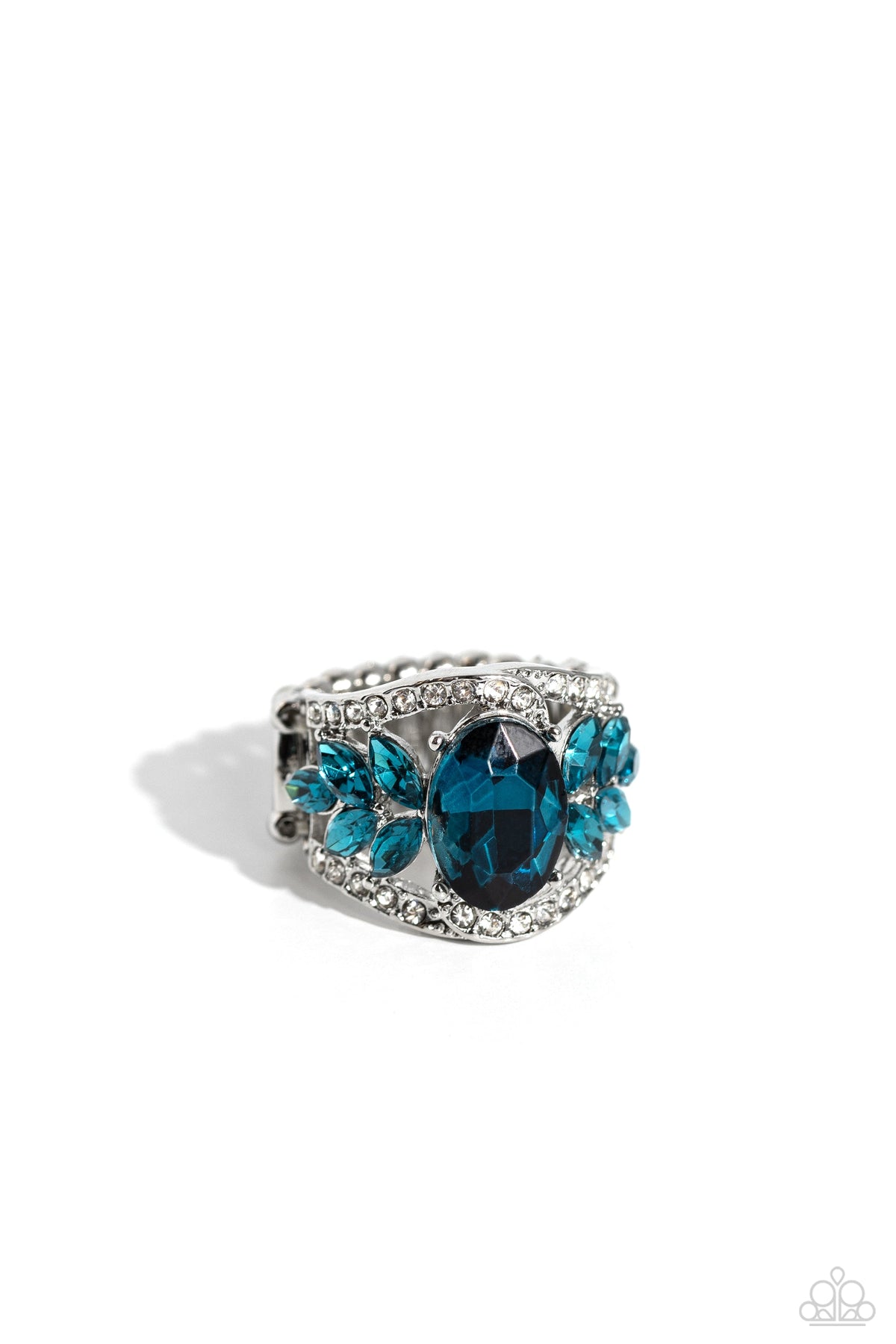 Cosmic Clique Blue Rhinestone Ring - Paparazzi Accessories- lightbox - CarasShop.com - Paparazzi Jewelry by Cara Jewels