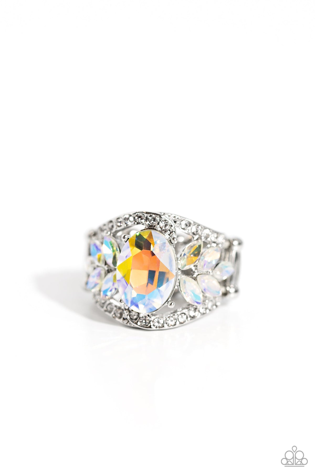 Cosmic Clique Multi Iridescent Rhinestone Ring - Paparazzi Accessories- lightbox - CarasShop.com - Paparazzi Jewelry by Cara Jewels