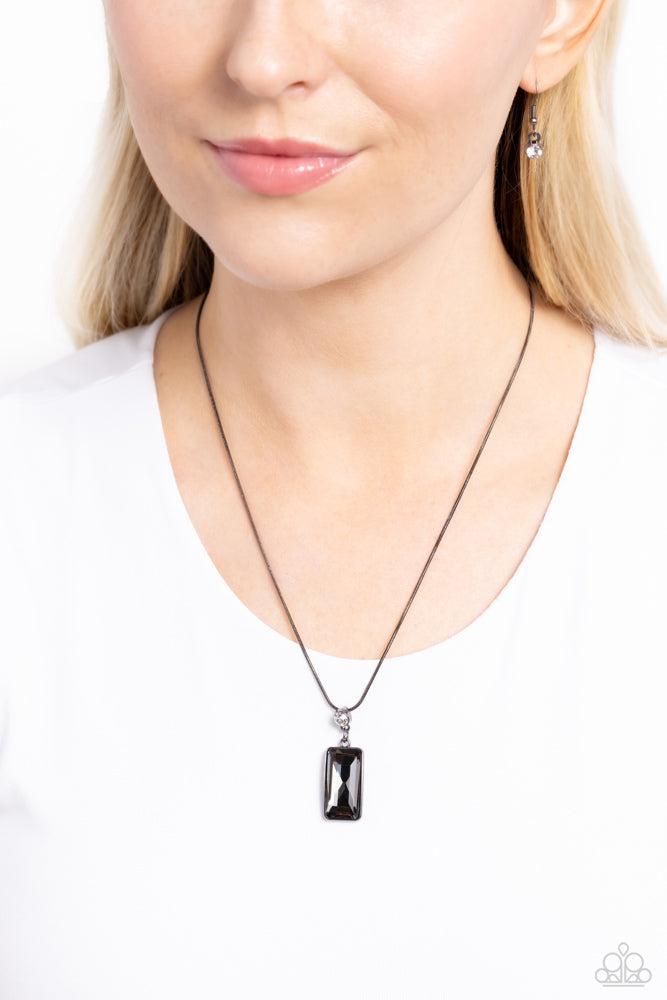 Cosmic Curator Black Necklace - Paparazzi Accessories- on model - CarasShop.com - Paparazzi Jewelry by Cara Jewels