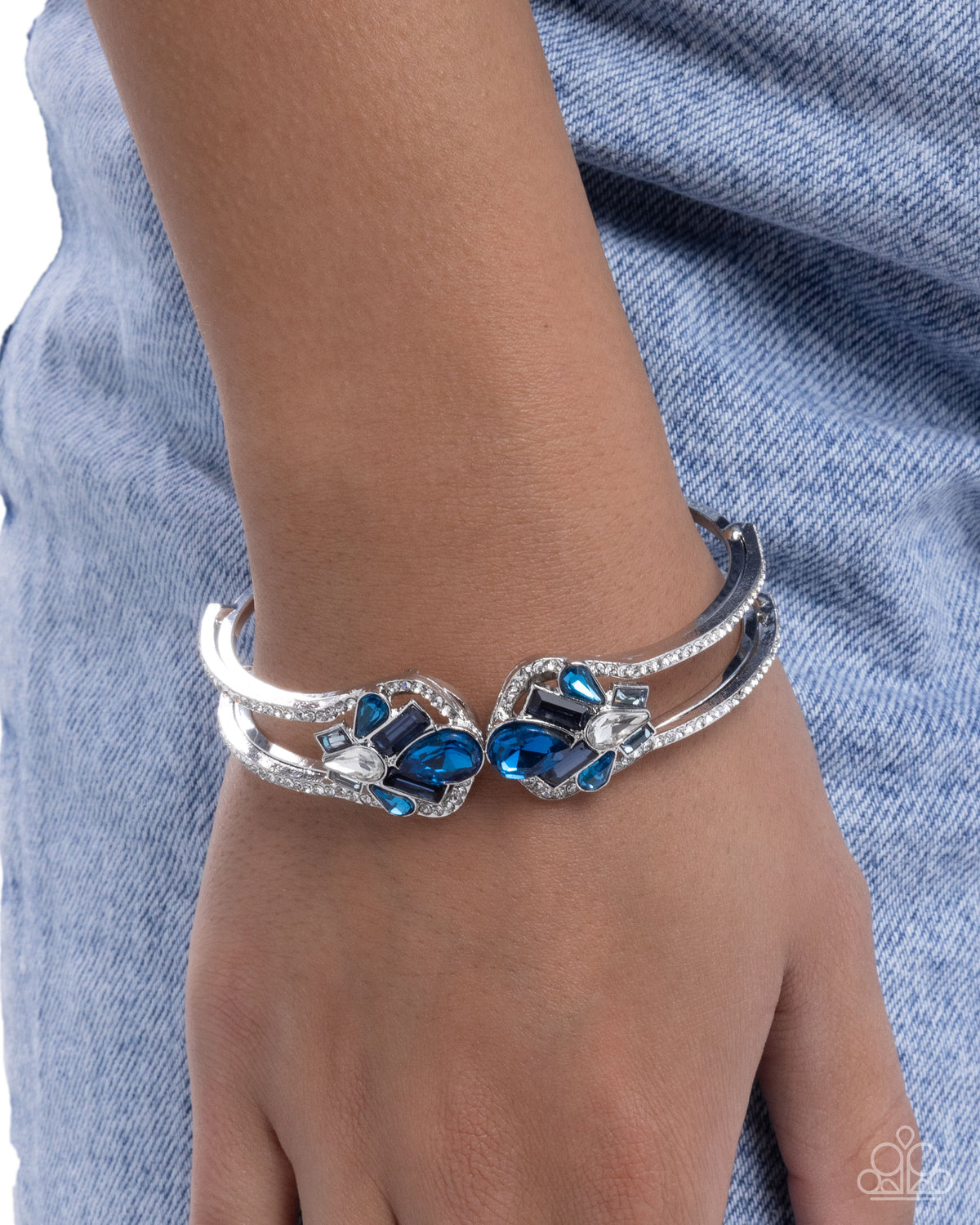 Cosmopolitan Catwalk Blue Gem Bracelet - Paparazzi Accessories-on model - CarasShop.com - Paparazzi Jewelry by Cara Jewels