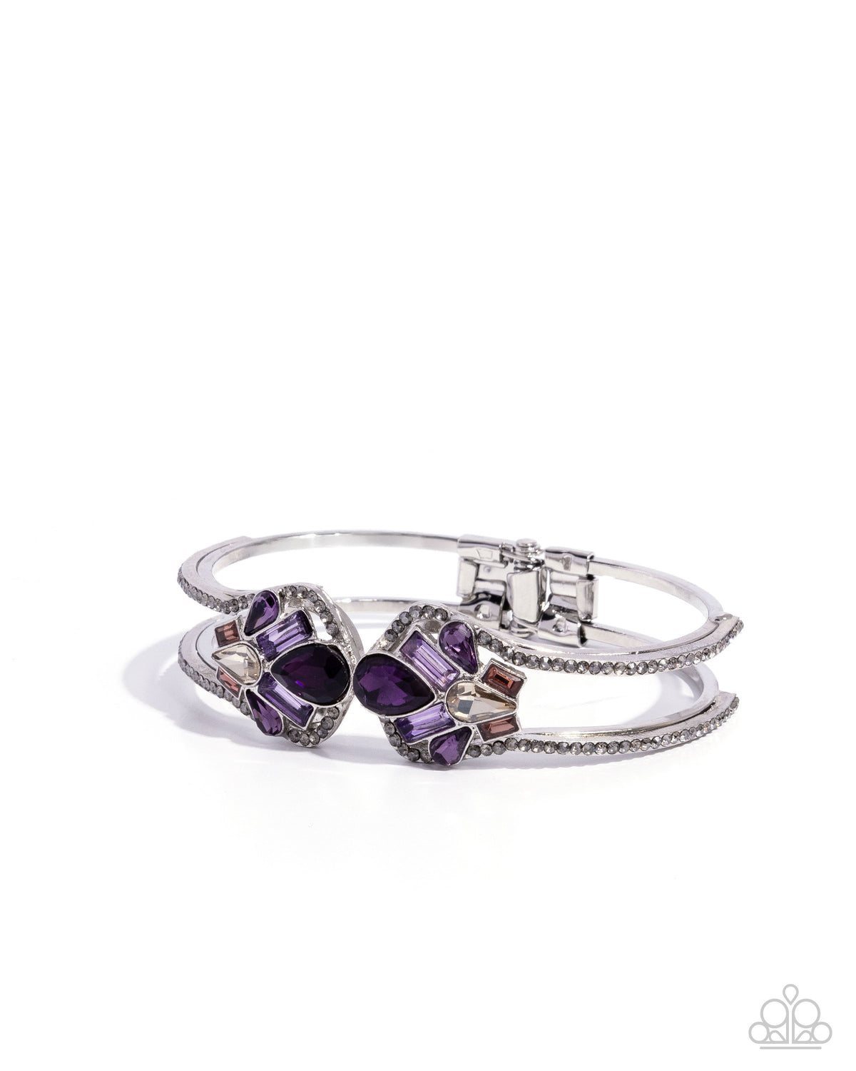 Cosmopolitan Catwalk Purple Gem Hinged Bracelet - Paparazzi Accessories- lightbox - CarasShop.com - Paparazzi Jewelry by Cara Jewels