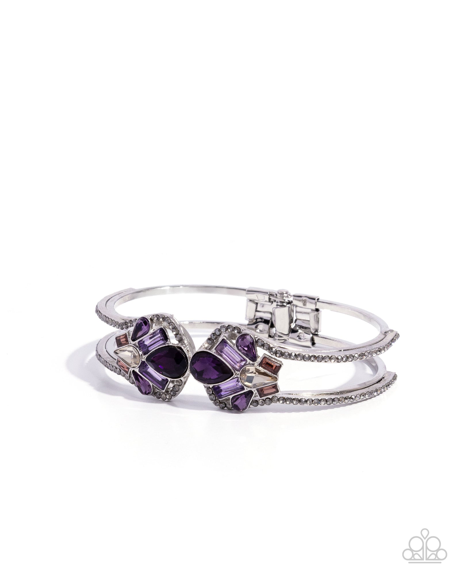 Cosmopolitan Catwalk Purple Gem Hinged Bracelet - Paparazzi Accessories- lightbox - CarasShop.com - Paparazzi Jewelry by Cara Jewels