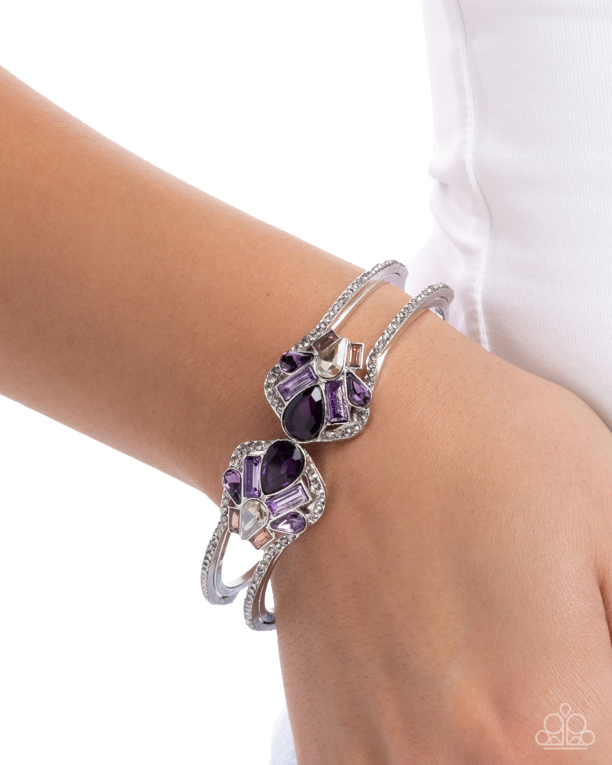 Cosmopolitan Catwalk Purple Gem Hinged Bracelet - Paparazzi Accessories- lightbox - CarasShop.com - Paparazzi Jewelry by Cara Jewels