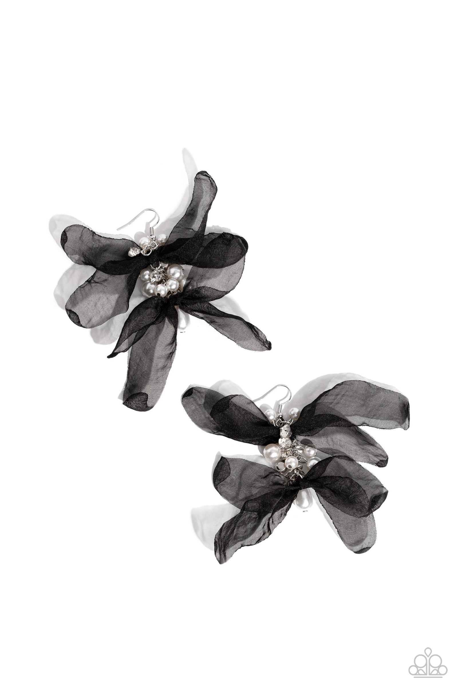 Cosmopolitan Charisma Black Silk Petal Earrings - Paparazzi Accessories- lightbox - CarasShop.com - Paparazzi Jewelry by Cara Jewels