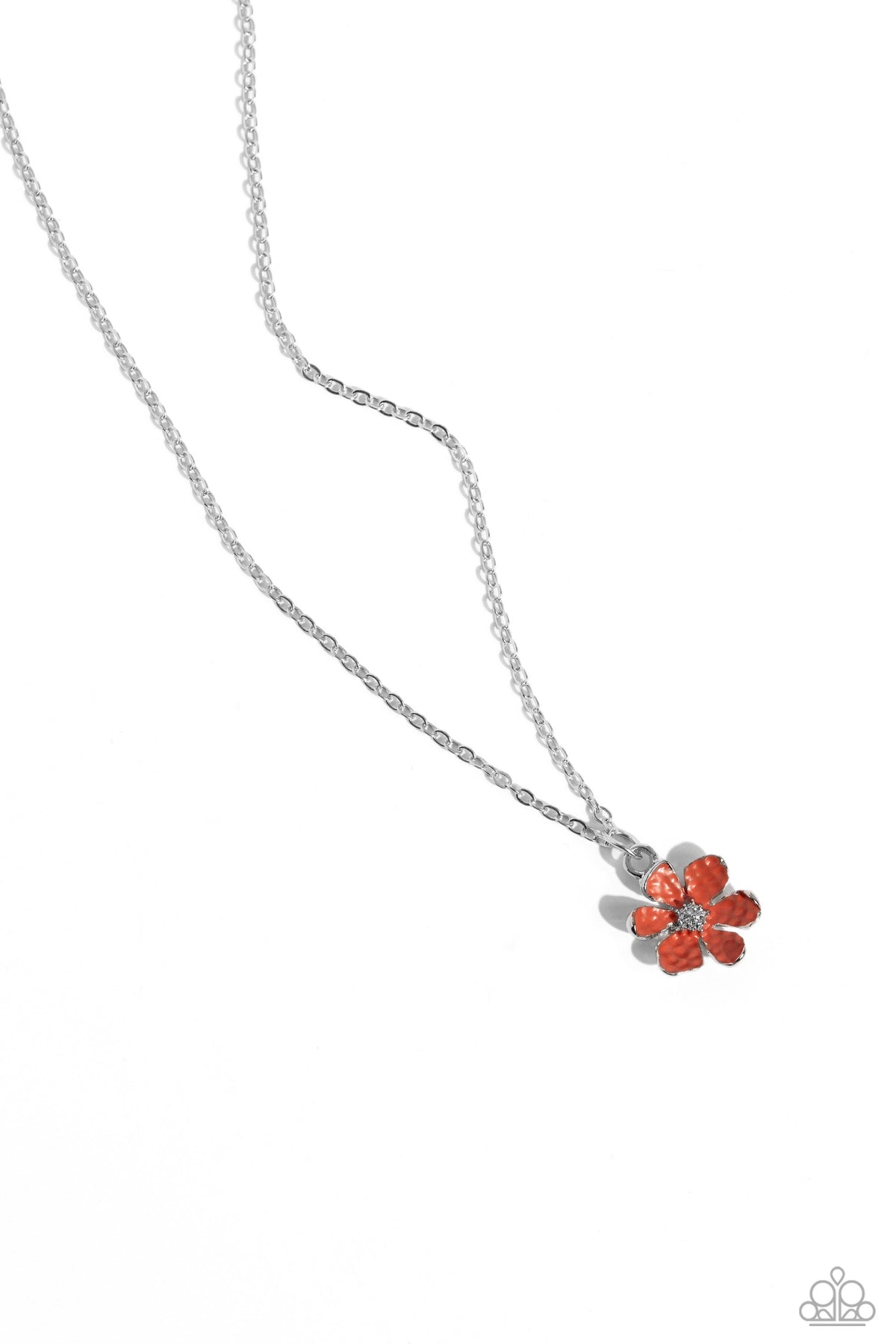 Cottage Retreat Orange Flower Necklace - Paparazzi Accessories- lightbox - CarasShop.com - Paparazzi Jewelry by Cara Jewels