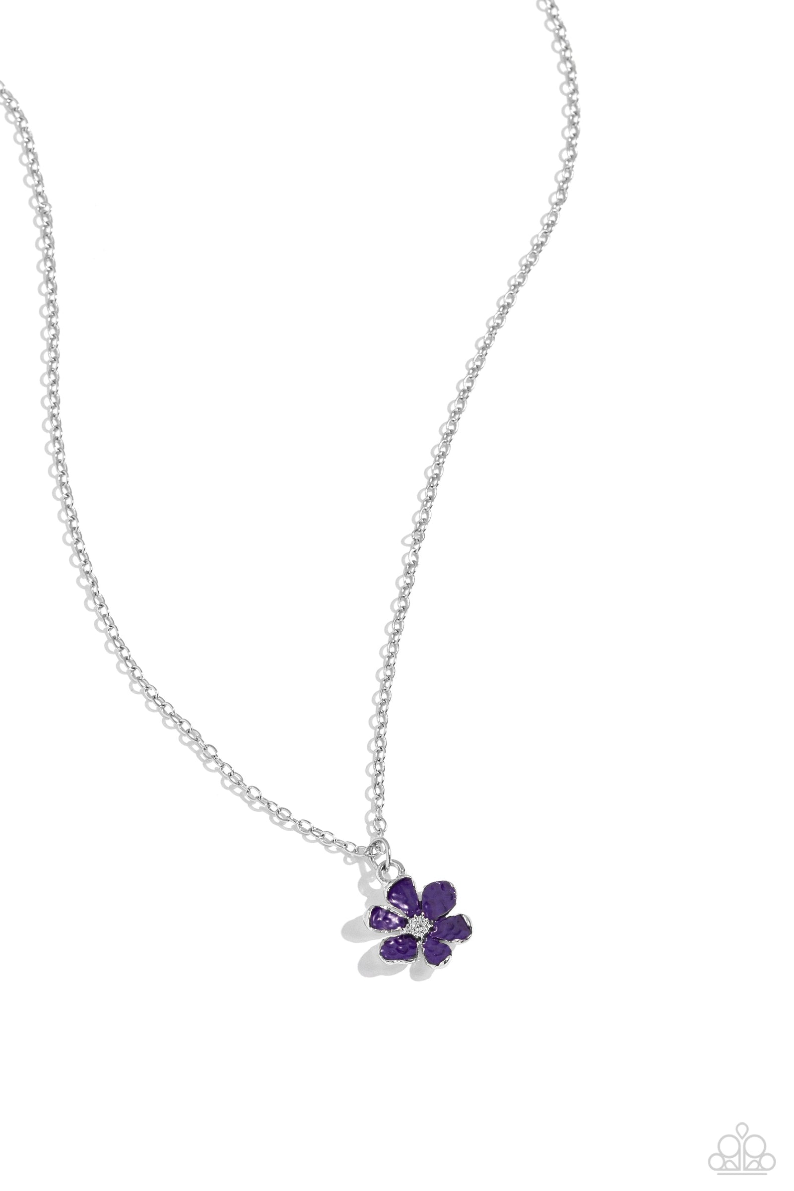 Cottage Retreat Purple Flower Necklace - Paparazzi Accessories- lightbox - CarasShop.com - Paparazzi Jewelry by Cara Jewels
