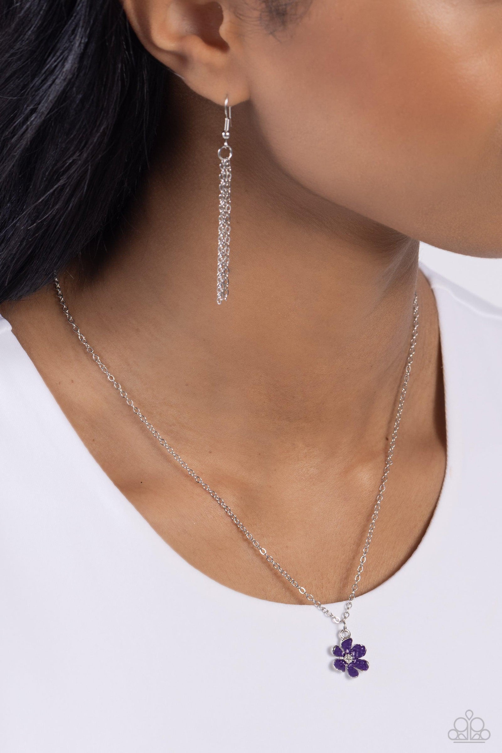 Cottage Retreat Purple Flower Necklace - Paparazzi Accessories- lightbox - CarasShop.com - Paparazzi Jewelry by Cara Jewels