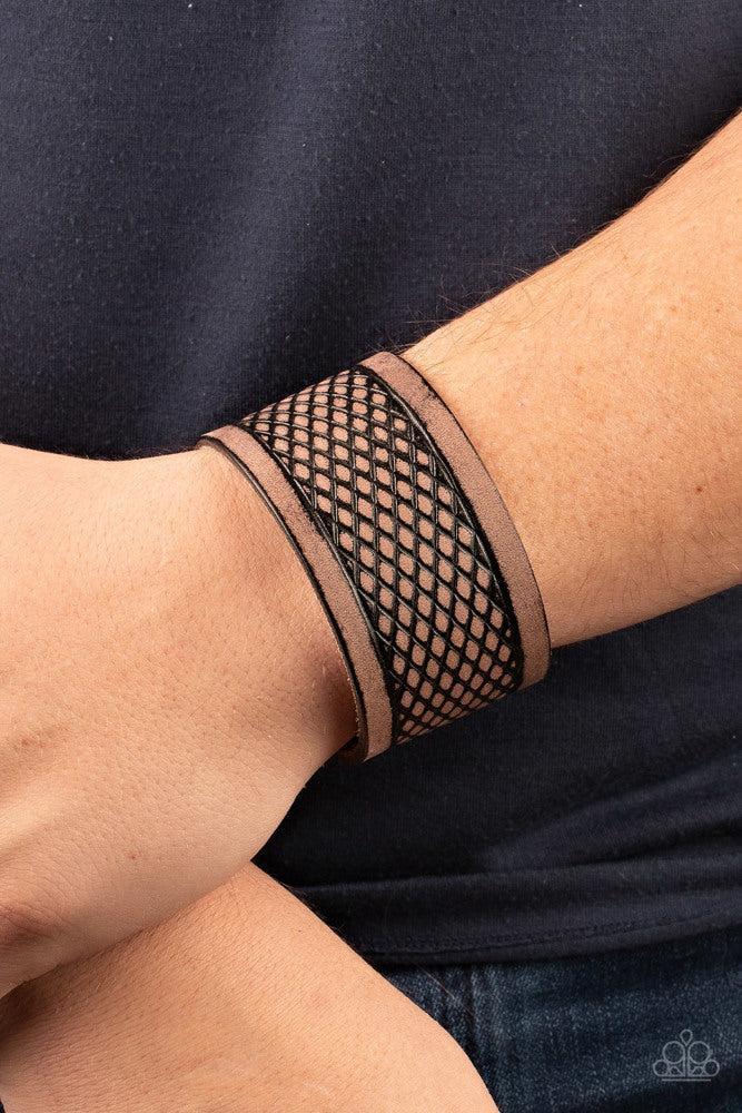 Country Cobra Brown Bracelet - Paparazzi Accessories- on model - CarasShop.com - Paparazzi Jewelry by Cara Jewels