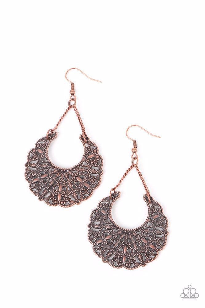 Country Cornucopia Copper Earrings - Paparazzi Accessories- lightbox - CarasShop.com - Paparazzi Jewelry by Cara Jewels