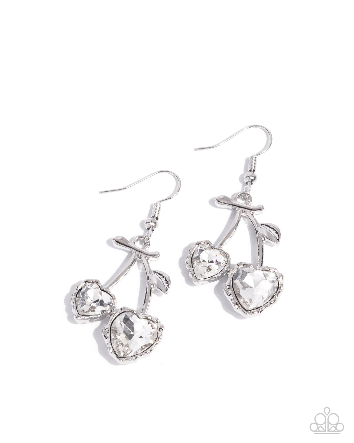 Courting Cherries White Heart Gem Earrings - Paparazzi Accessories- lightbox - CarasShop.com - Paparazzi Jewelry by Cara Jewels