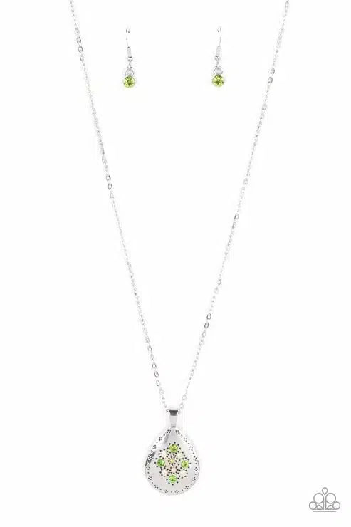 Cozy Cottage Green Necklace - Paparazzi Accessories- lightbox - CarasShop.com - Paparazzi Jewelry by Cara Jewels