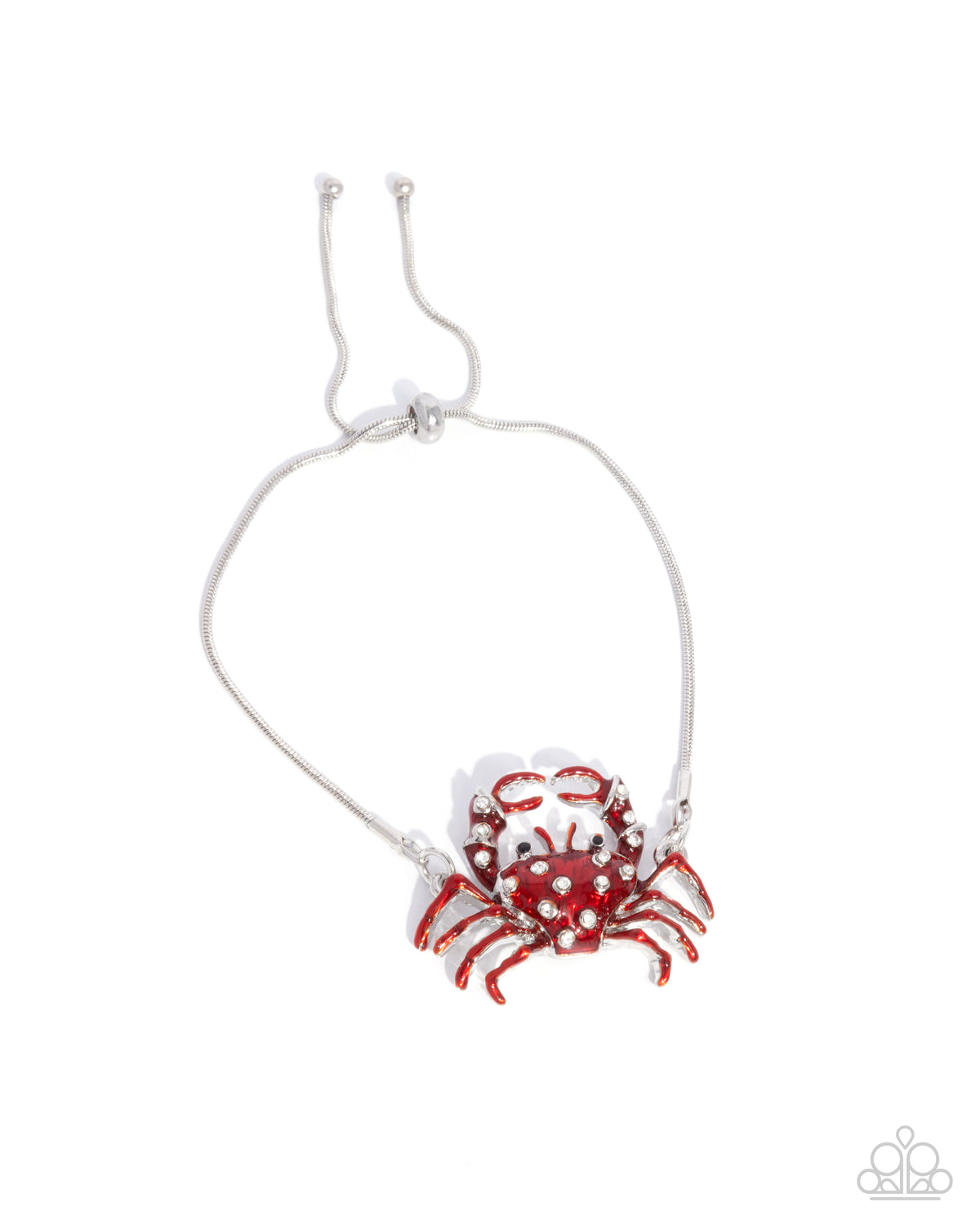 CRAB Walk Red & White Rhinestone Crab Bracelet - Paparazzi Accessories- lightbox - CarasShop.com - Paparazzi Jewelry by Cara Jewels