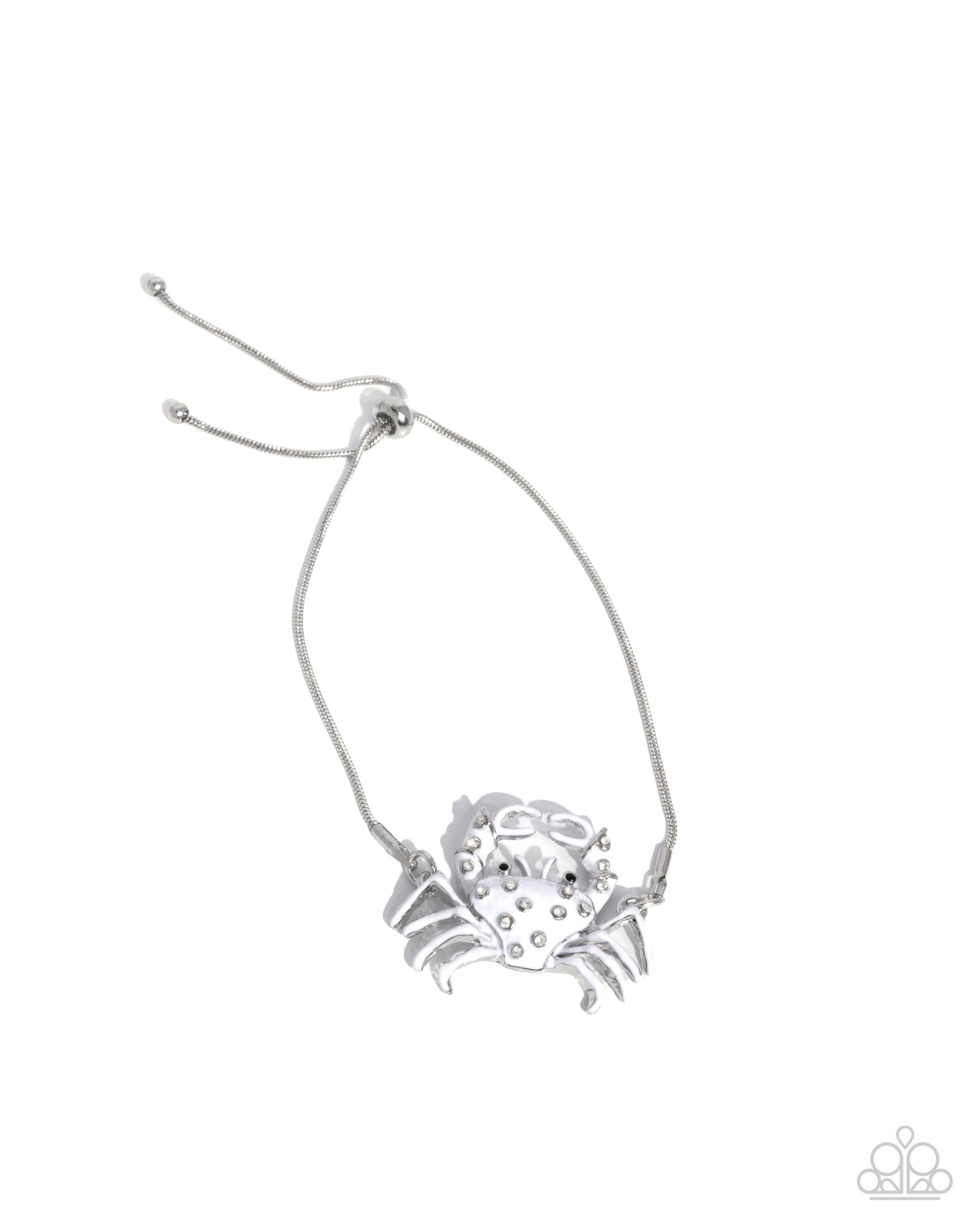 CRAB Walk White Rhinestone Bracelet - Paparazzi Accessories- lightbox - CarasShop.com - Paparazzi Jewelry by Cara Jewels