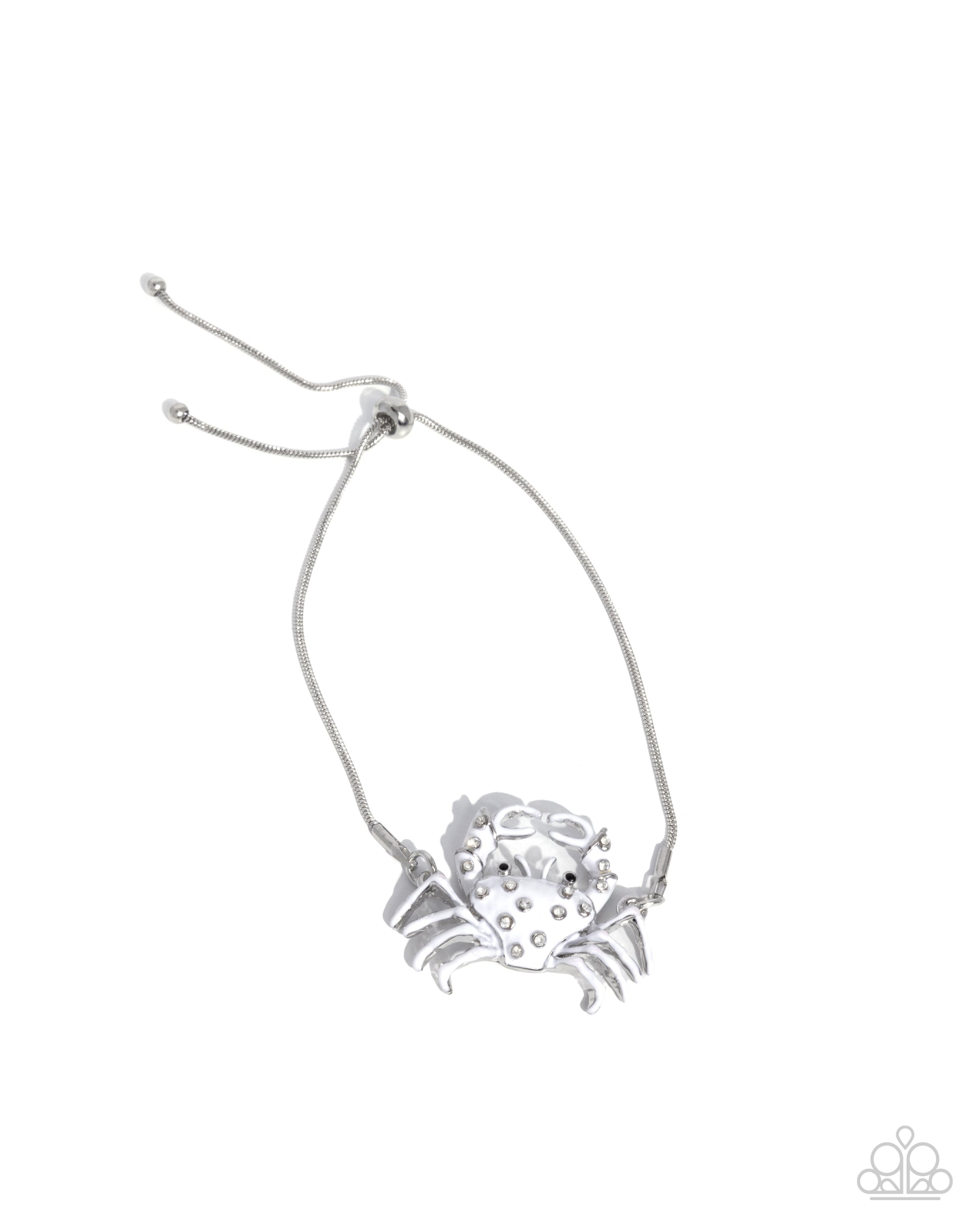 CRAB Walk White Rhinestone Bracelet - Paparazzi Accessories- lightbox - CarasShop.com - Paparazzi Jewelry by Cara Jewels