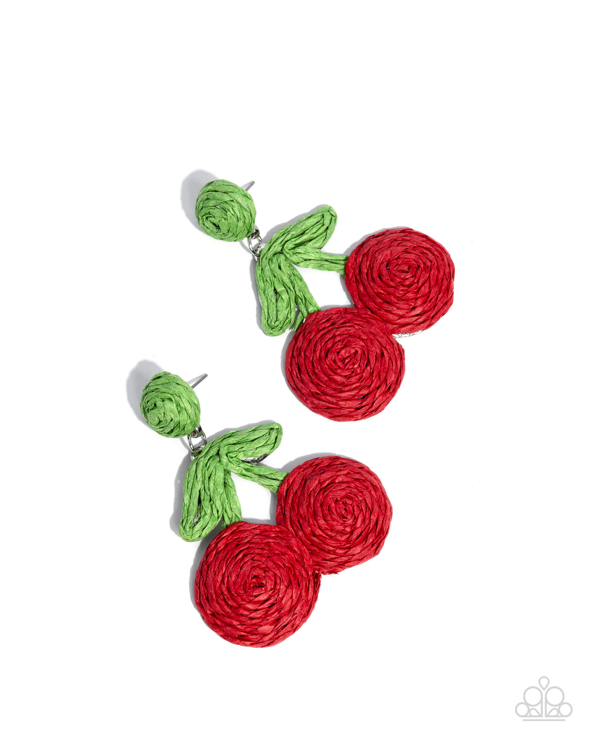Crafted Cherry Red Raffia Earrings - Paparazzi Accessories- lightbox - CarasShop.com - Paparazzi Jewelry by Cara Jewels
