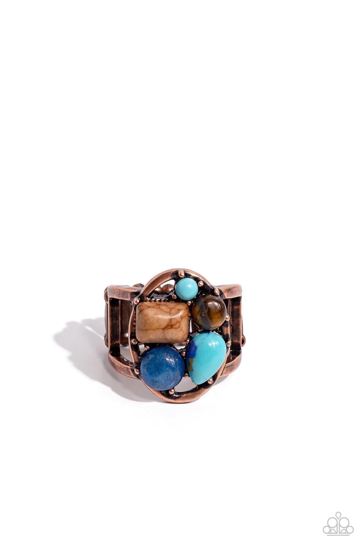 Crafted Collection Copper and Stone Ring - Paparazzi Accessories- lightbox - CarasShop.com - Paparazzi Jewelry by Cara Jewels