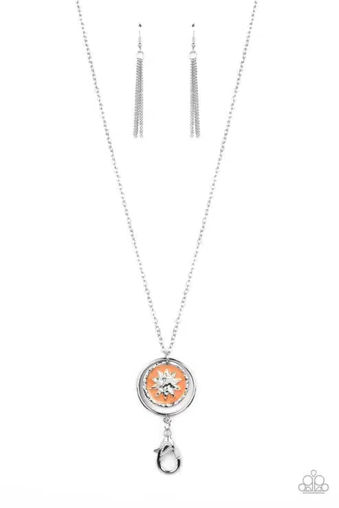 Cretian Crest Orange Necklace - Paparazzi Accessories- lightbox - CarasShop.com - Paparazzi Jewelry by Cara Jewels