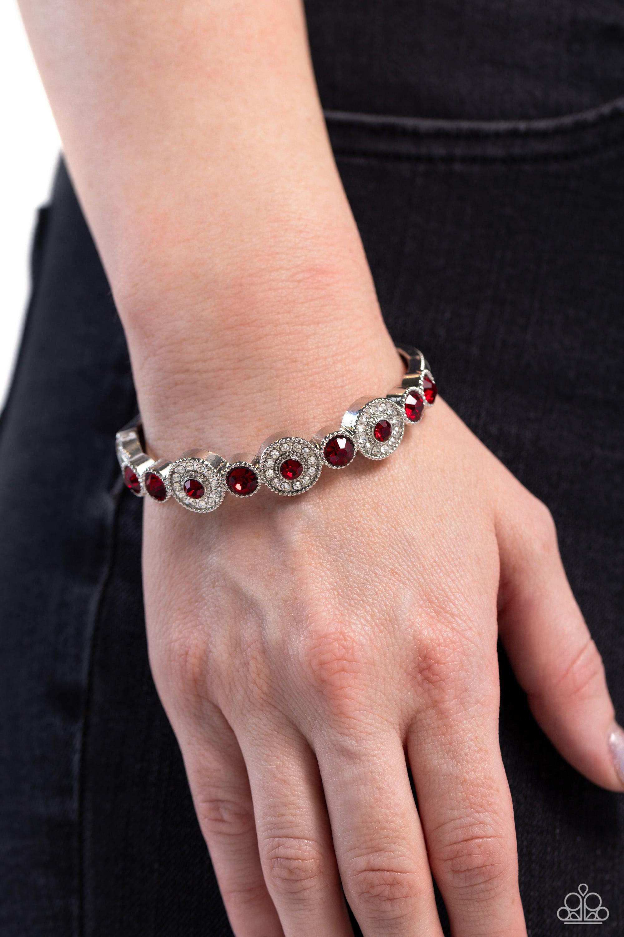 Crowns Only Club Red Rhinestone Bracelet - Paparazzi Accessories- lightbox - CarasShop.com - Paparazzi Jewelry by Cara Jewels