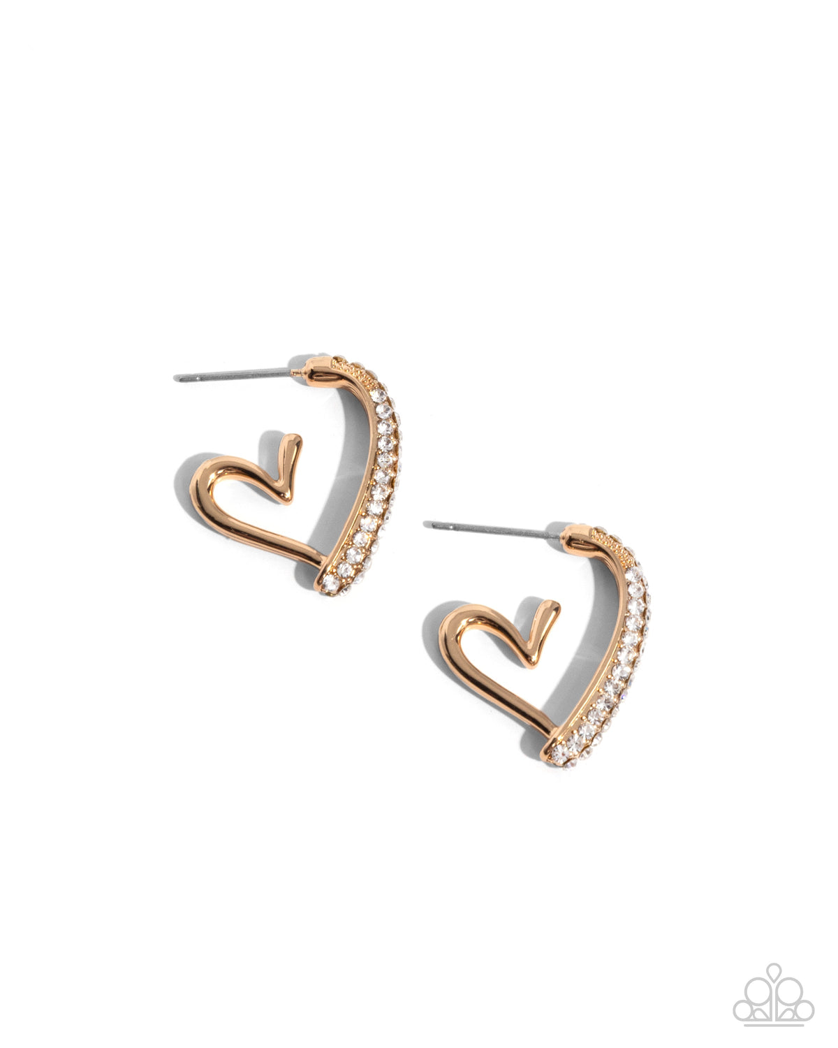 Curling Cameo Gold Heart Hoop Earrings - Paparazzi Accessories- lightbox - CarasShop.com - Paparazzi Jewelry by Cara Jewels